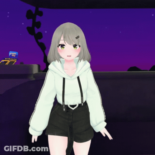 Cartoon Girl Waving At Arcade Machine GIF