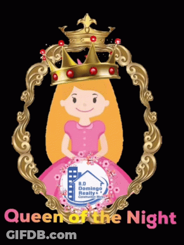 Cartoon Girl Wearing Crown Queen Of The Night GIF