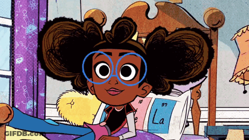 Cartoon Girl Wearing Glasses Lying On Bed GIF