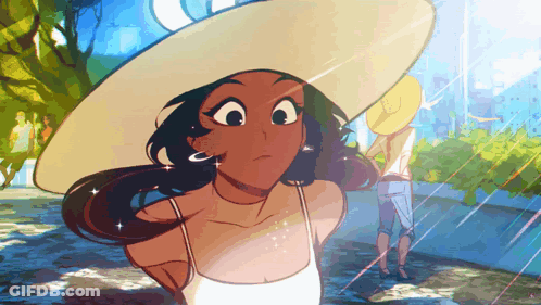 Cartoon Girl Wearing Hat GIF
