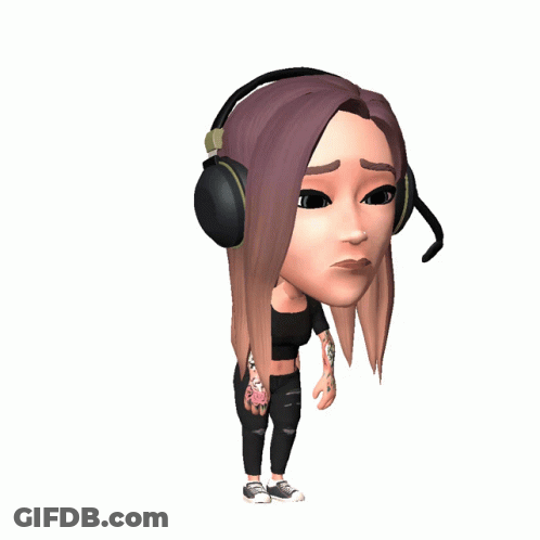 Cartoon Girl Wearing Headphones And Tattoo GIF