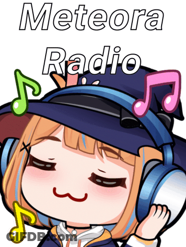 Cartoon Girl Wearing Headphones Meteora Radio GIF