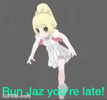 Cartoon Girl White Dress Running Run Jaz You're Late GIF
