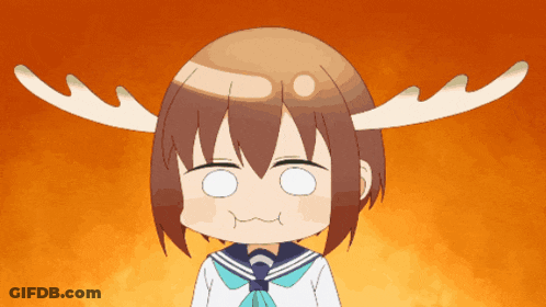 Cartoon Girl With Antlers Making Funny Face GIF
