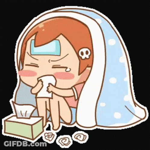 Cartoon Girl With Bandage And Skull GIF