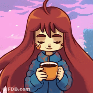 Cartoon Girl With Bandage Holding Coffee GIF