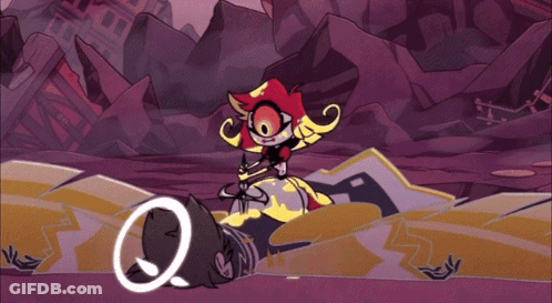 Cartoon Girl With Big Red Eye And Letter Q GIF