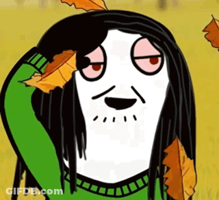 Cartoon Girl With Black Hair Holding Leaf GIF