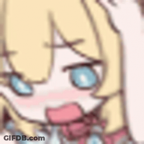 Cartoon Girl With Blonde Hair And Blue Eyes In Pink Scarf GIF