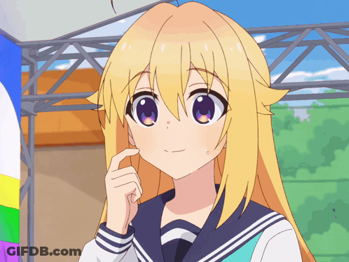 Cartoon Girl With Blonde Hair And Blue Eyes Smiling GIF