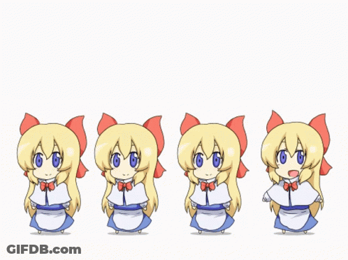 Cartoon Girl With Blonde Hair And Red Bows GIF