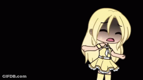 Cartoon Girl With Blonde Hair And Yellow Dress In Dark Room GIF