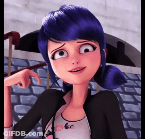 Cartoon Girl With Blue Hair And Black Jacket Funny Face GIF