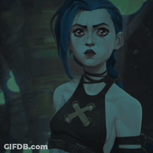 Cartoon Girl With Blue Hair And Cross Top GIF