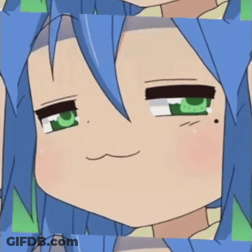 Cartoon Girl With Blue Hair And Green Eyes Making Funny Face GIF