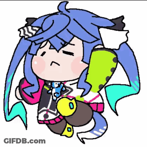 Cartoon Girl With Blue Hair And Green Tail GIF