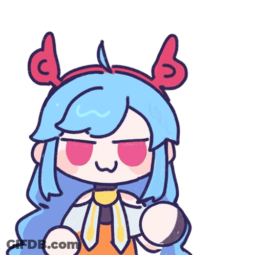 Cartoon Girl With Blue Hair And Hat GIF
