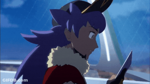 Cartoon Girl With Blue Hair And Hoop Earrings Before Crowd GIF