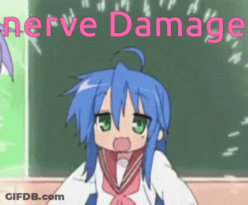 Cartoon Girl With Blue Hair And Nerve Damage GIF
