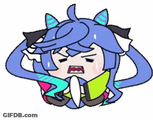 Cartoon Girl With Blue Hair And Ponytail GIF