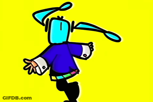 Cartoon Girl With Blue Hair And Stars GIF