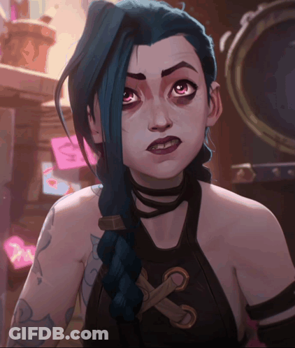 Cartoon Girl With Blue Hair And Tattoo GIF