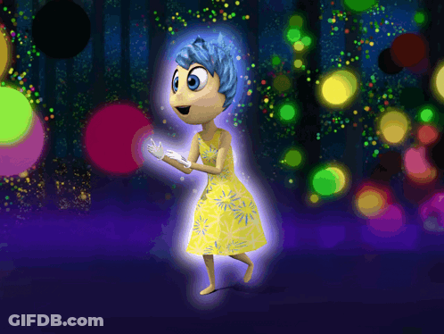 Cartoon Girl With Blue Hair And Yellow Dress GIF