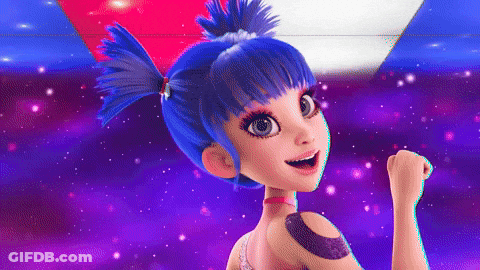 Cartoon Girl With Blue Hair Dancing GIF