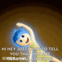 Cartoon Girl With Blue Hair Dancing Smiling GIF