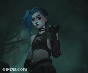 Cartoon Girl With Blue Hair Holding Gun GIF