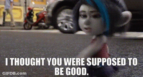Cartoon Girl With Blue Hair Saying I Thought You Were Supposed To Be Good GIF