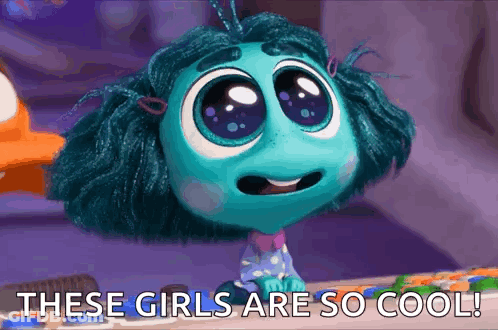 Cartoon Girl With Blue Hair Saying These Girls Are So Cool GIF