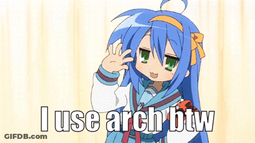 Cartoon Girl With Blue Hair Says I Use Arch BTW GIF