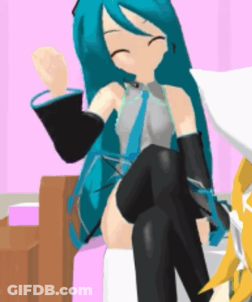 Cartoon Girl With Blue Hair Sitting On Couch GIF