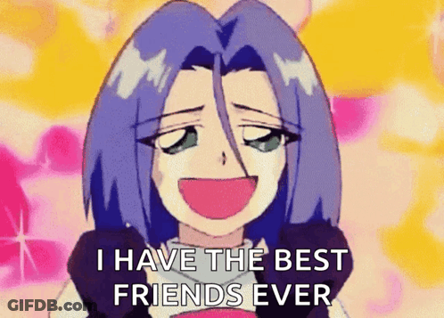Cartoon Girl With Blue Hair Smiling GIF