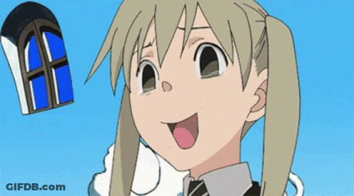 Cartoon Girl With Blue Window GIF