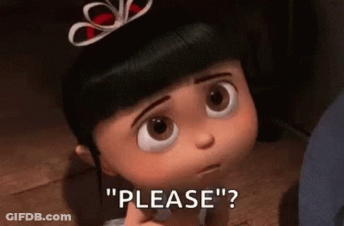 Cartoon Girl With Bow Asking Please GIF