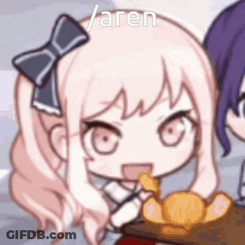 Cartoon Girl With Bow Holding Cookie GIF