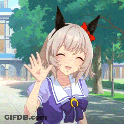Cartoon Girl With Bow Waving GIF