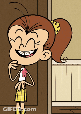 Cartoon Girl With Braces And Flower Smiling GIF
