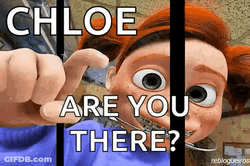 Cartoon Girl With Braces Behind Bars Saying Chloe Are You There GIF