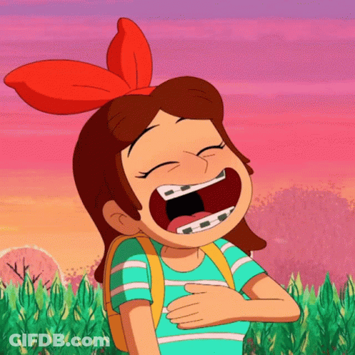 Cartoon Girl With Braces Laughing GIF