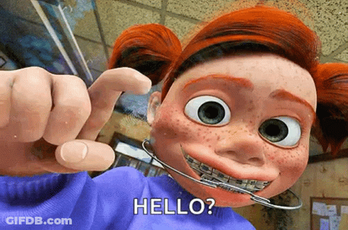Cartoon Girl With Braces Says Hello GIF