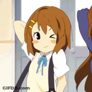 Cartoon Girl With Brown Hair And Blue Bow Tie Winking GIF