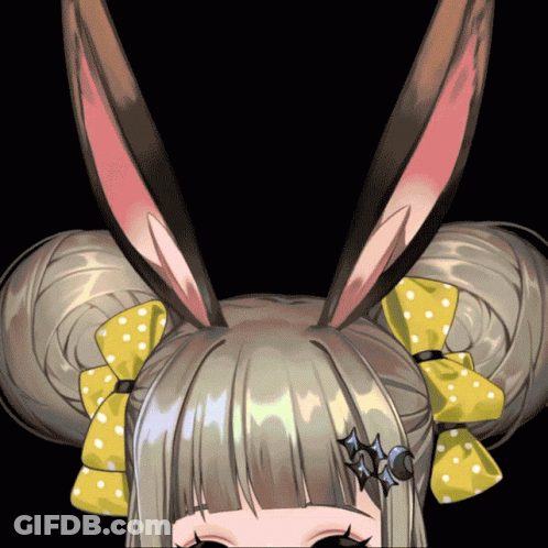 Cartoon Girl With Bunny Ears And Yellow Bow GIF