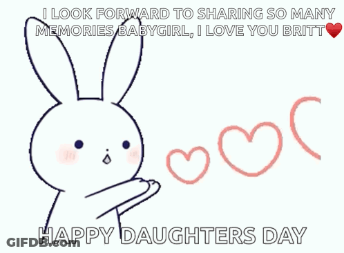 Cartoon Girl With Bunny Ears Happy Daughters Day GIF