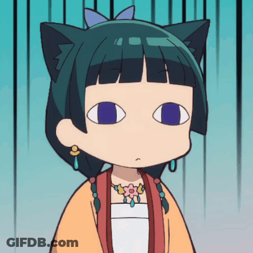 Cartoon Girl With Cat Ear And Necklace GIF