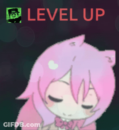 Cartoon Girl With Cat Ear Saying Level Up GIF
