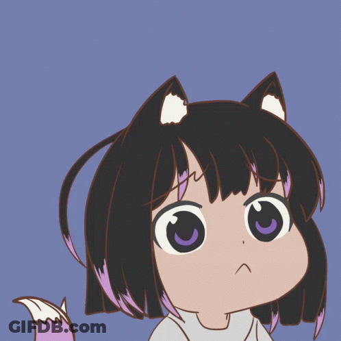 Cartoon Girl With Cat Ears And Hearts GIF