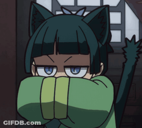 Cartoon Girl With Cat Ears Covering Face GIF